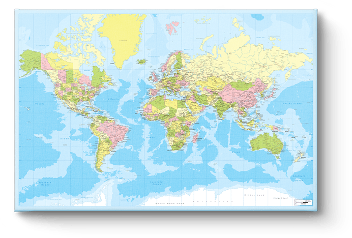 Wereldkaart canvas met GRATIS prikkertjes