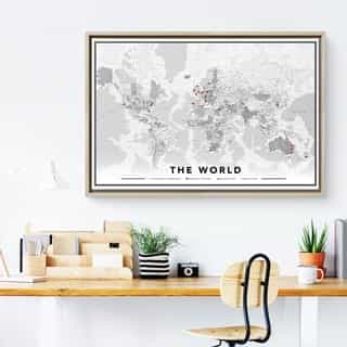 Wereldkaart op canvas