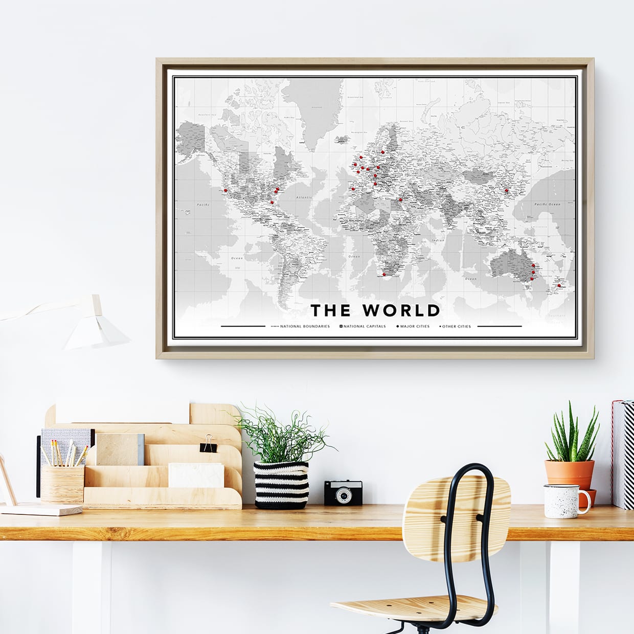 Hedendaags Wereldkaart / Landkaart - met GRATIS prikkertjes WA-86