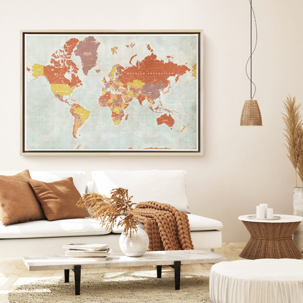 Wonderlijk Wereldkaart / Landkaart - met GRATIS prikkertjes FT-69
